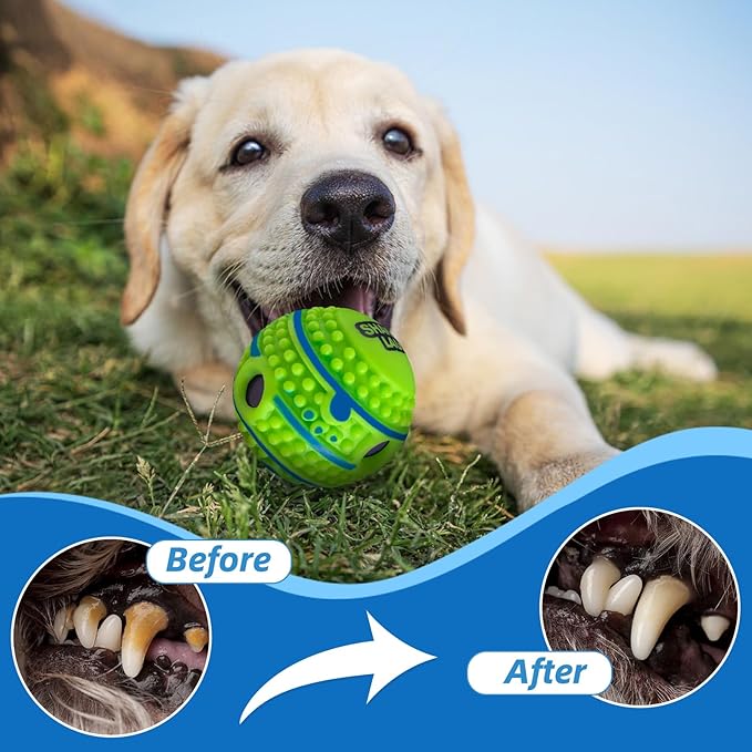 Spiky Interactive Dog Toys Ball, Shaking with Gibbering Sound, for Training, Teeth Cleaning & Herding, Straight, M, 3.46 in (8.8 cm)