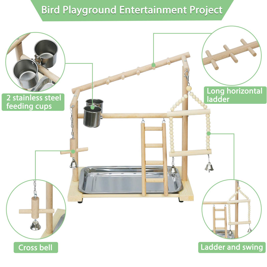 Ibnotuiy Parrot Playstand Bird Playground Wood Perch Stand