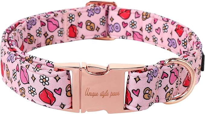 Unique style paws Dog Collar Metal Buckle Collar for Autumn Winter Christmas for Small Medium Large Boys Girls Dogs — S