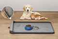 Dog Food and Water Mat 28x20 Inch Sand Color - Non-Slip Silicone Mat with High Edges & Residue Pocket - Waterproof Pet Feeding Mat for PET
