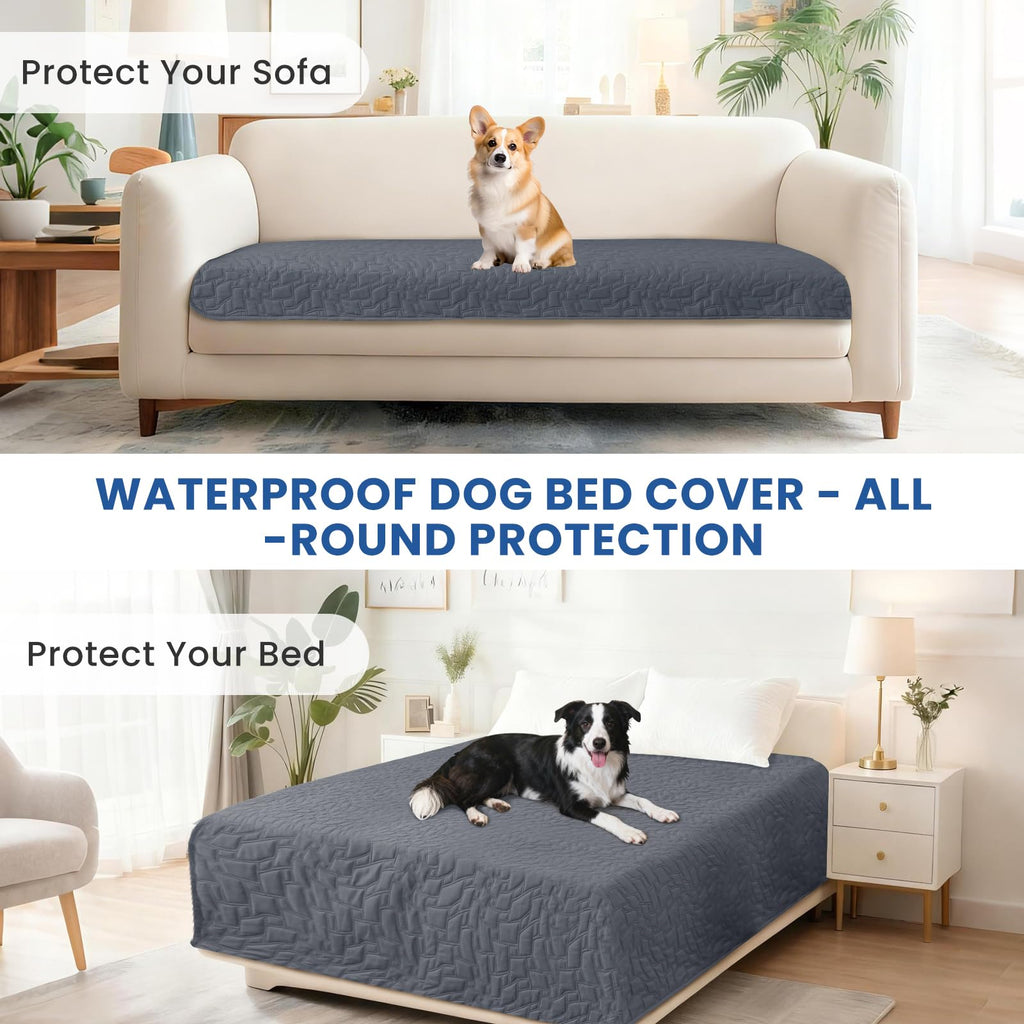 CYCMACO Waterproof Dog Blanket, Non-Slip Soft Pet Bed Cover, Couch Cover for Dogs Washable, Protects Sofa, Furniture, Crate, Car, Tear Resistant Leakproof Pet Blanket (68x82 Inch, Dark Grey)
