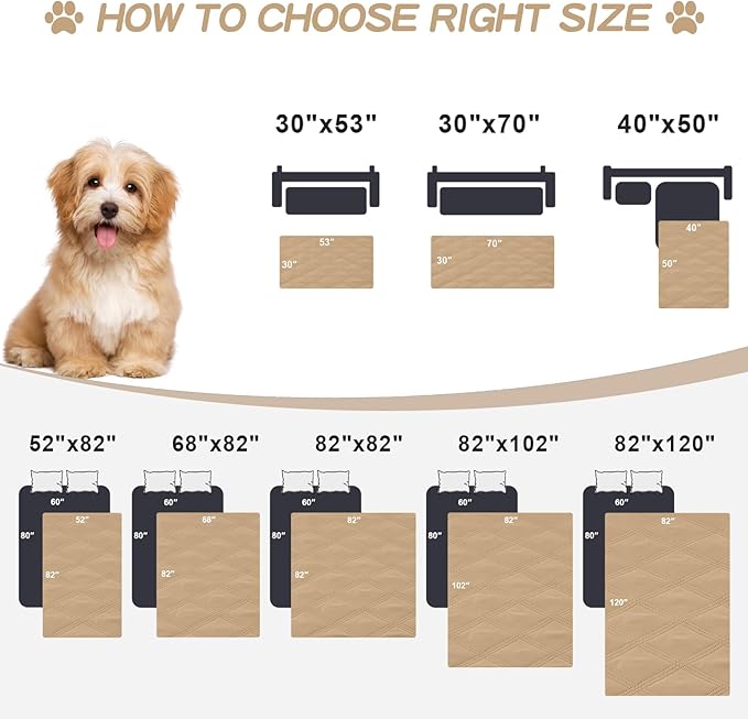 Smiry Waterproof Dog Bed Cover Blanket 30x53, Soft Reversible Pet Blanket, Washable Leakproof Cats Dogs Couch Cover for Sofa, Couch, Furniture, Camel/Beige