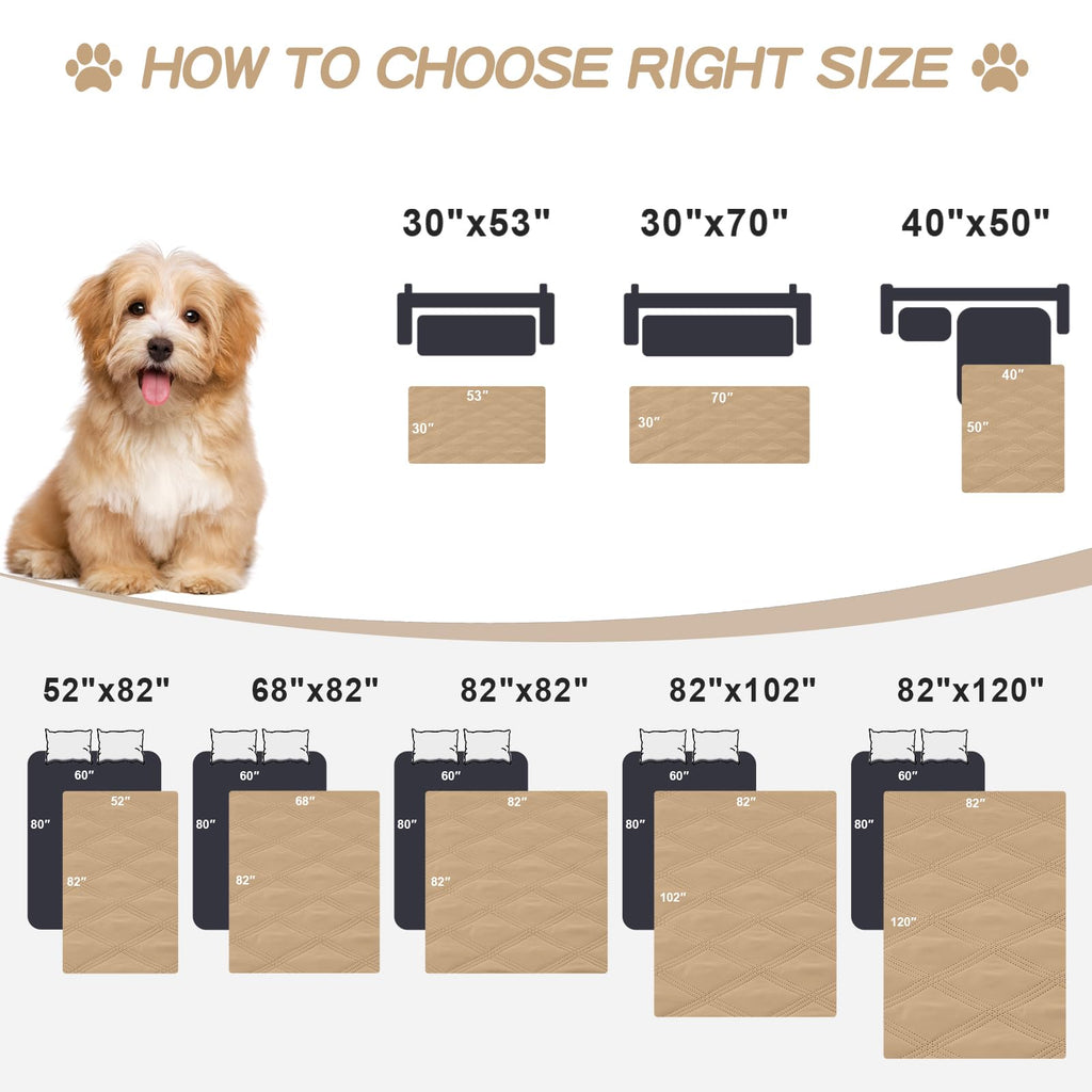 Smiry Waterproof Dog Bed Cover, Reversible Pet Blanket for Sofa Couch