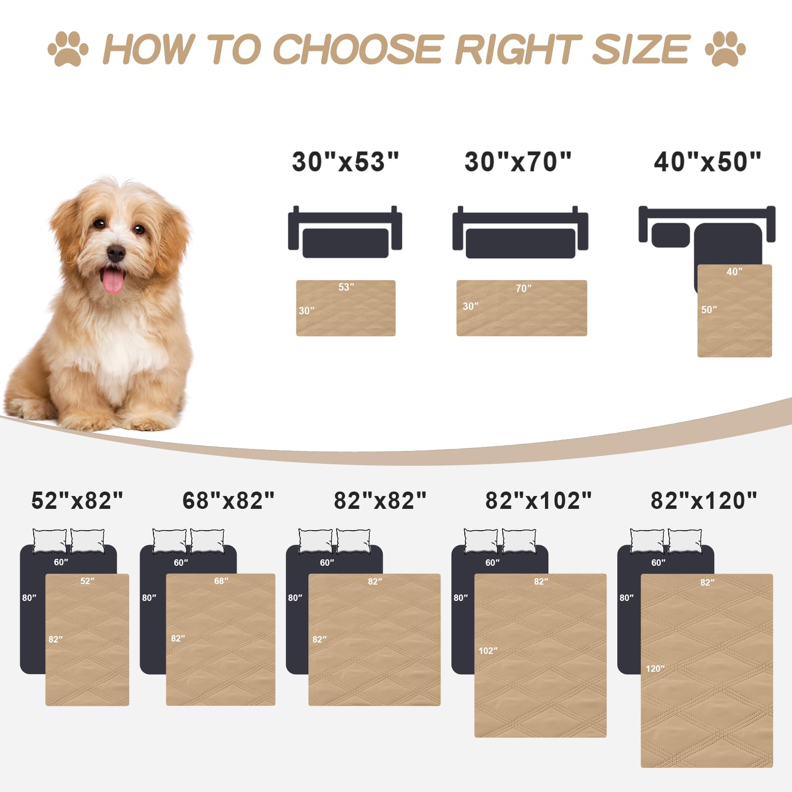 Smiry Waterproof Dog Bed Cover, Reversible Pet Blanket for Sofa Couch
