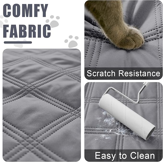 Smiry Waterproof Dog Bed Cover Blanket 40x90, Soft Reversible Pet Blanket, Washable Leakproof Cats Dogs Couch Cover for Sofa, Couch, Furniture, Grey/Grey