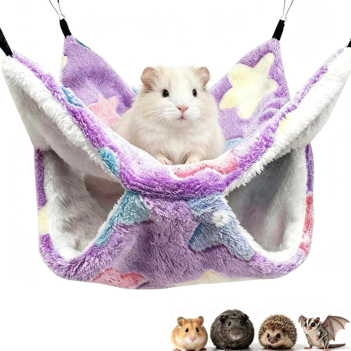 OINEEDU Guinea Pig Hammock for Cage 13.3X13.3,Sugar Glider Hammock,Reusable