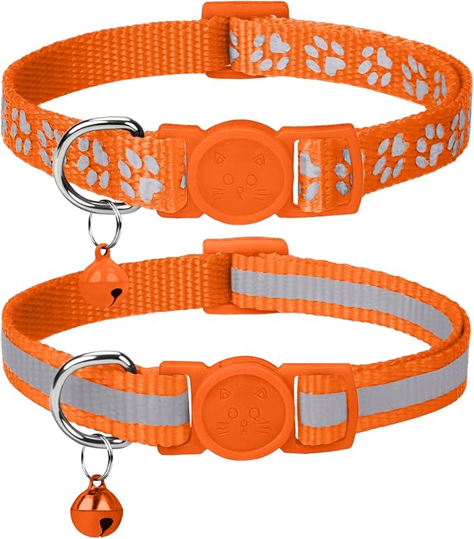 Taglory 2 Pack Reflective Breakaway Cat Collar with Bell, Sky Blue