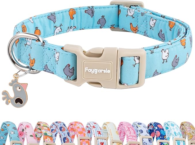 Faygarsle Blueberry Pattern Dog Collar for for Summer Small Medium Large Dogs Light Blue, M