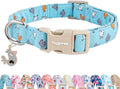 Faygarsle Funny Chicken Pattern Dog Collar, Cotton Fabric, Light Blue with Farm Animal Print for Small Medium Large Dogs, XS