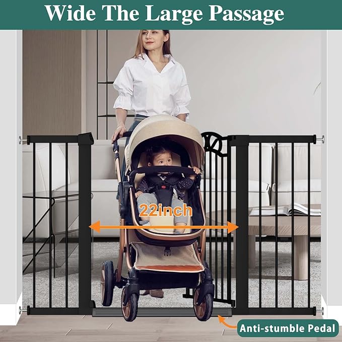 Fairy Baby 76.4"-81.8" Extra Wide Baby Gate for Stairs Doorways, Pressure Mount Pet Gate Auto Close Safety Child Gate, Long Large Dog Gate Indoor for House, 77 78 79 80 81 Inches Wide, Black