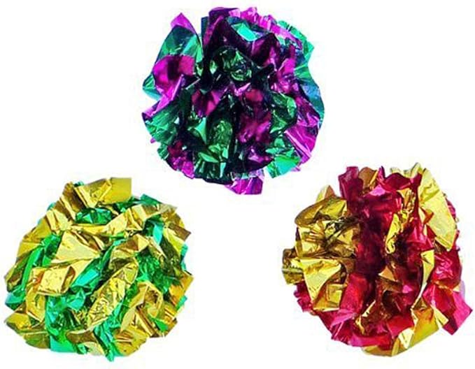 PETFAVORITES Original Mylar Crinkle Balls Cat Toys - 6 Pack