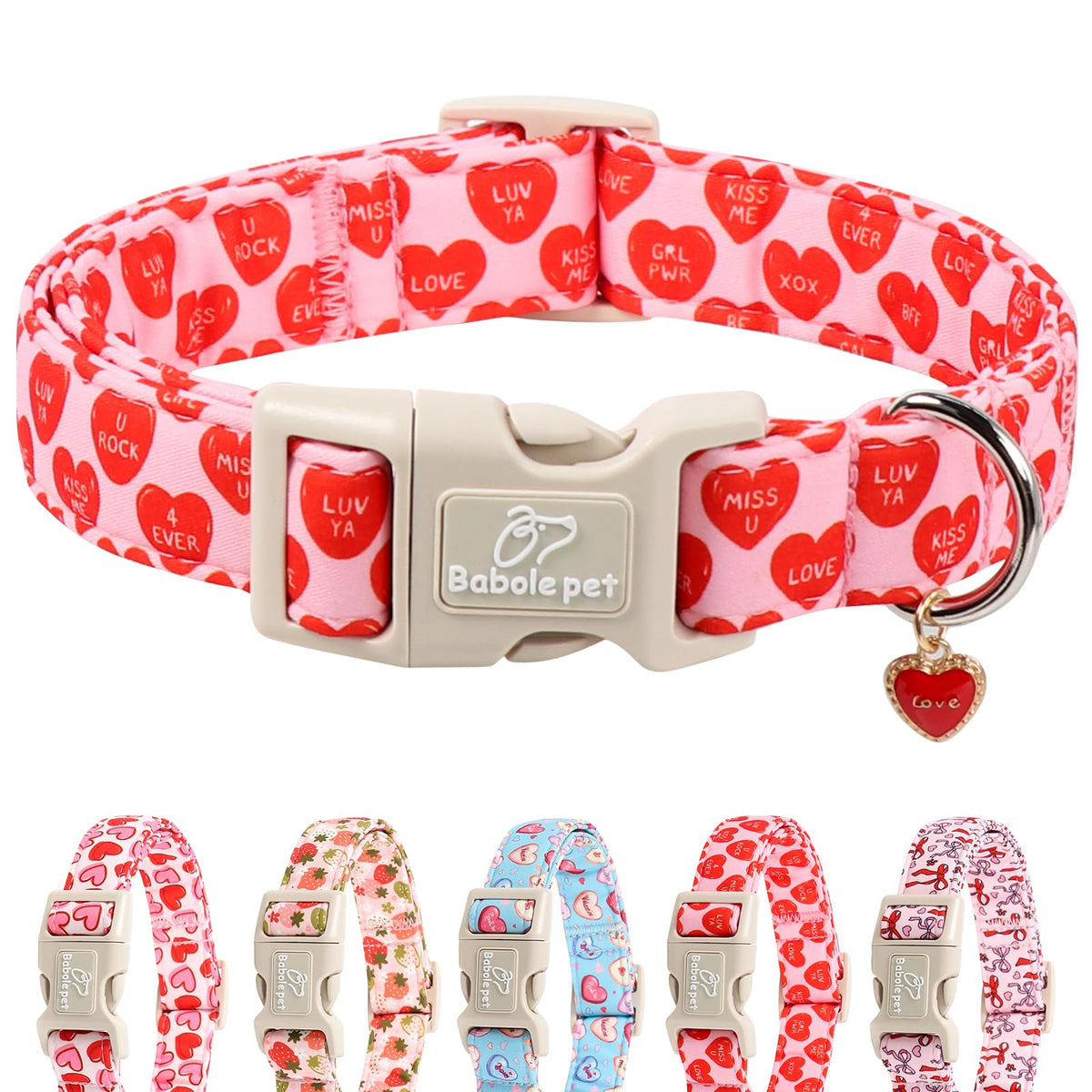 Babole Pet St Patricks Day Dog Collar for Giant Large Dogs - Lucky Flower Shamrock Green Dog Collars, Cute Irish Clover Puppy Collar with Quick Release Buckle for Girls&Boys Dogs XL