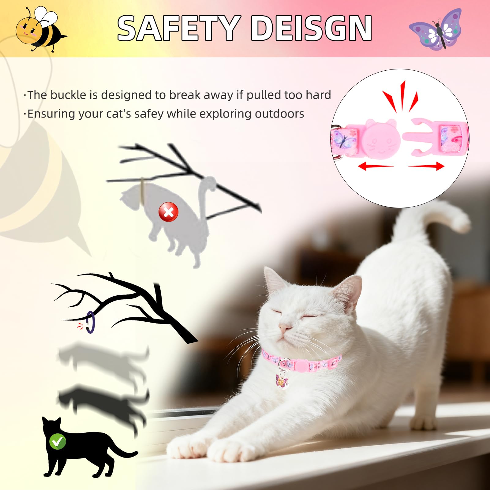 PUPTECK Cat Collar Breakaway with Bells, Adjustable Kitten Collar Outfit