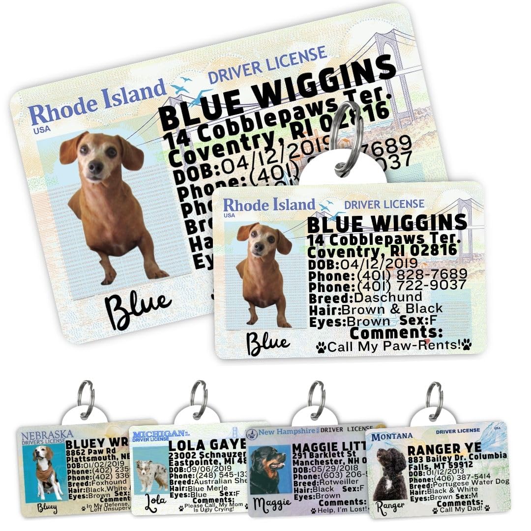 Dog Tags Personalized, Dog ID License Tag for Pets (Arizona, Wallet Card)