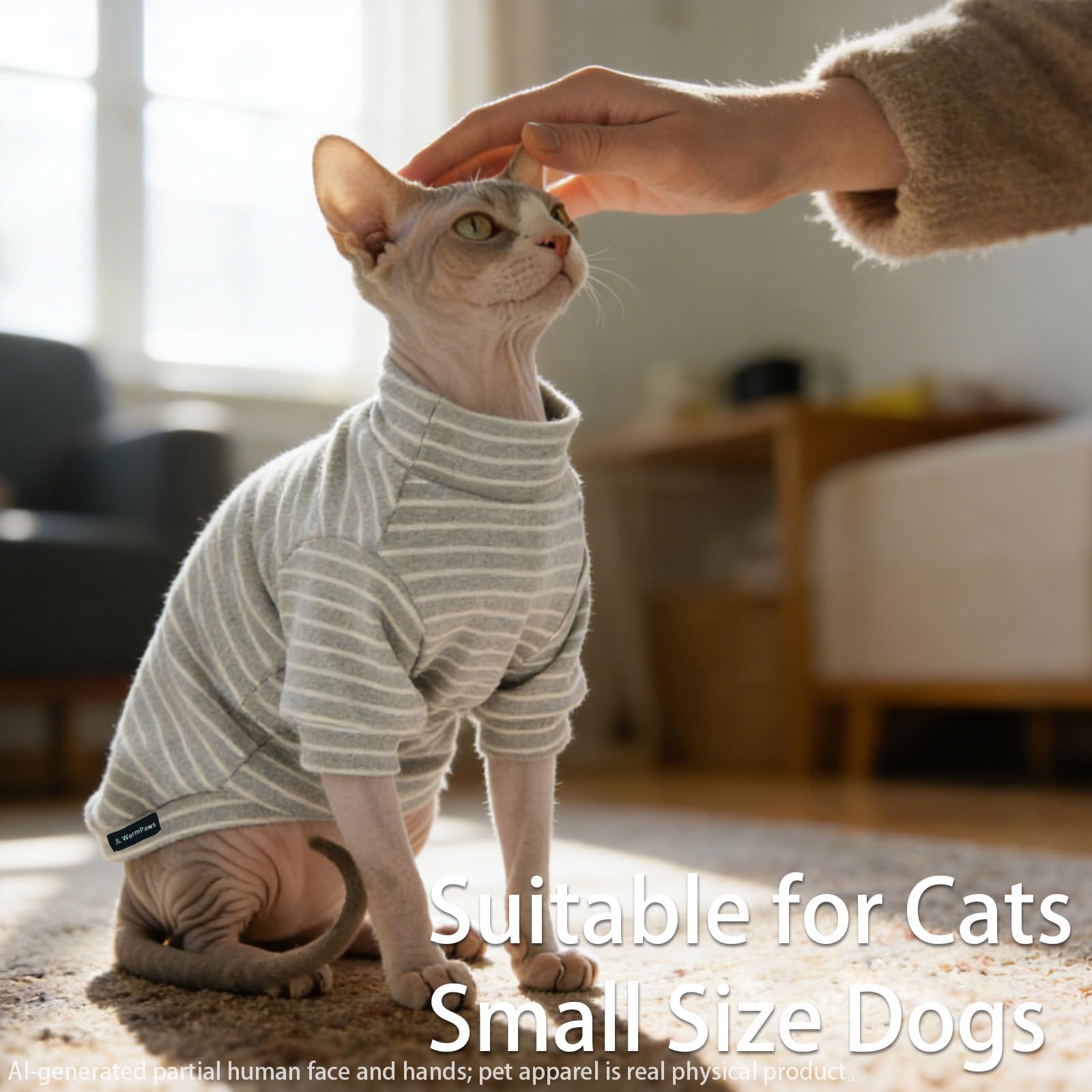 JL WarmPaws Sphynx Cat Clothes Fleece Cats&Small Dogs Pullover Sweater