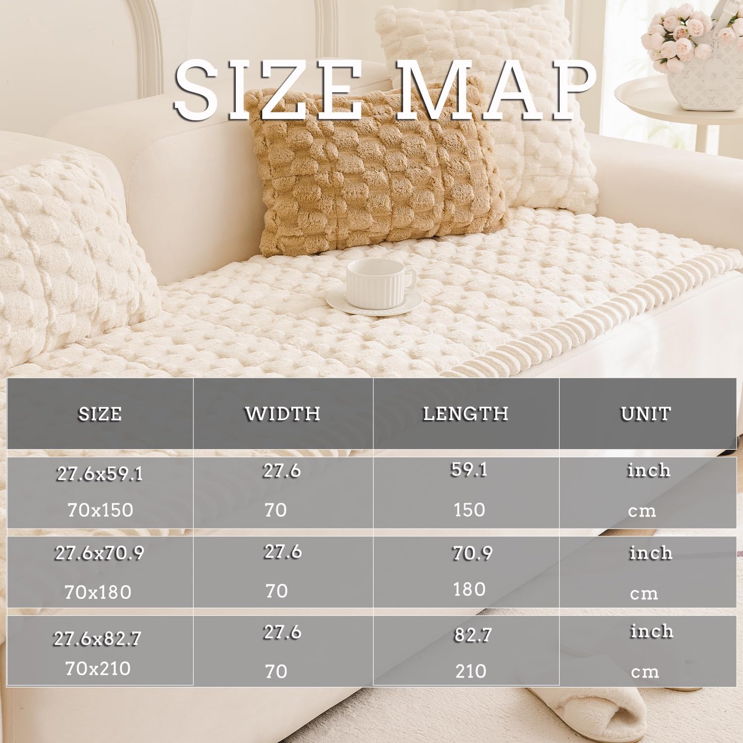 Tiwwie Couch Cover for Dogs Fuzzy Sofa Covers for Pet, Non Slip Sofas Pad