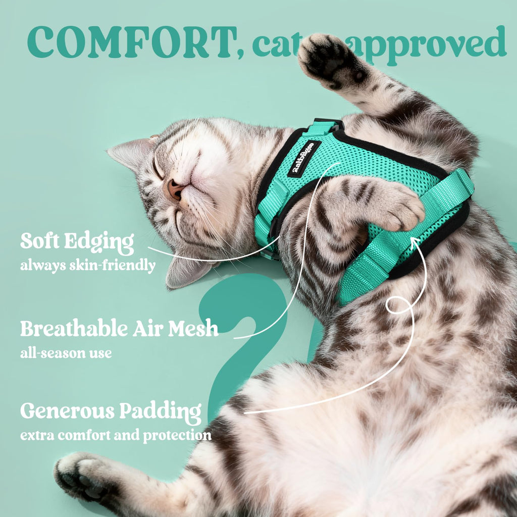 rabbitgoo Cat Harness and Leash Set, Escape Proof Vest, Emerald