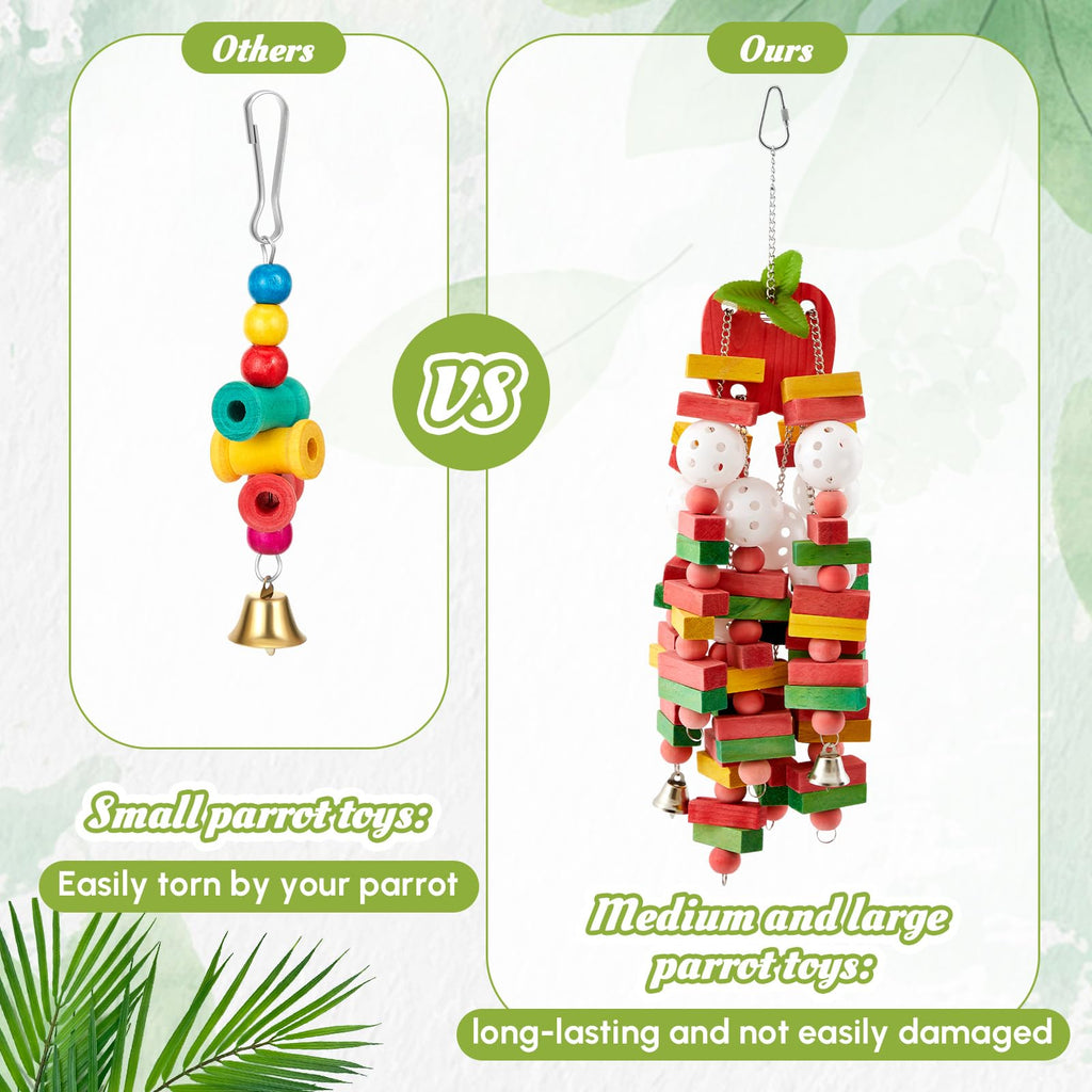 Seenelling 4 Pcs Extra Large Bird Toys for Parrots, Block and Ball