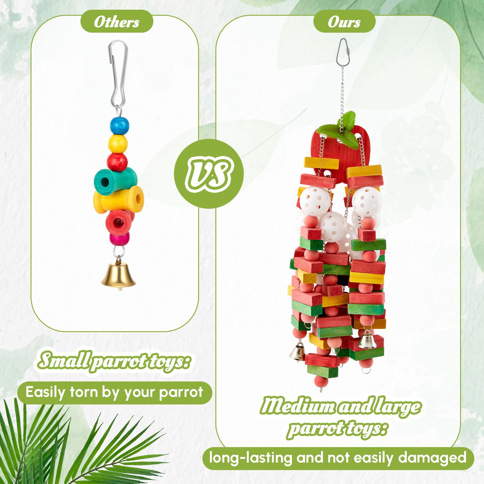 Seenelling 4 Pcs Extra Large Bird Toys for Parrots, Block and Ball