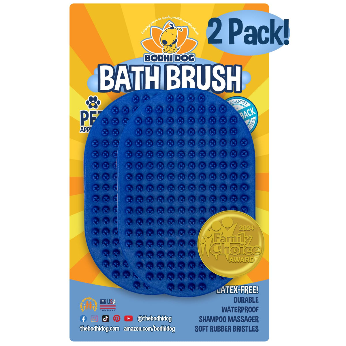 Bodhi Dog Shampoo Brush - Pet Grooming & Bath Supplies for Dogs and Cats - Bath Brush for Long & Short Hair - Premium Scrubber for Shower, Showerhead, Sprayer & Bathing (One Pack, Purple)