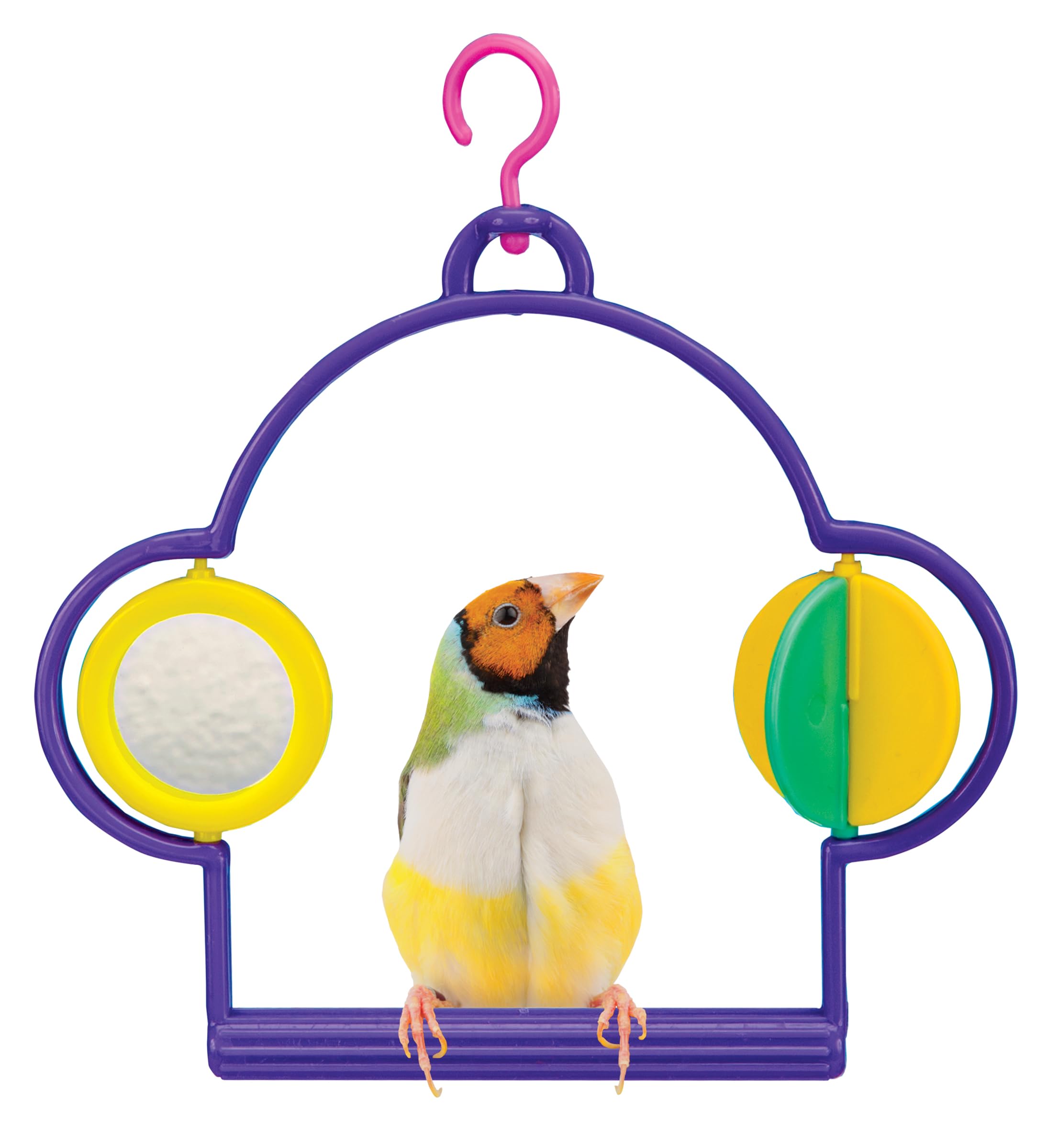 PENN-PLAX Bird Swing with Mirror and Spinner Toy – Attaches to Wire Birdcages – Great for Parakeets, Finches, and Other Small Birds – Multicolor