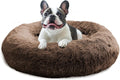 JOLLYVOGUE Calming Dog Beds Large Sized Dog, 36in Donut Washable Large Pet Bed, Anti-Slip & Anti-Anxiety Fluffy Faux Fur Round Dogs Bed, Fits up to 80 lbs Pets (Coffee)