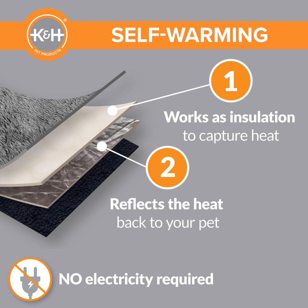K&H Self-Warming Cat Bed Pad, Self Heating Pad for Outdoor Cat Houses, Warming Mat for Indoor Pet Beds & Furniture, Reversible Blanket, Machine Washable, Small 21 X 17 Oatmeal/ Chocolate