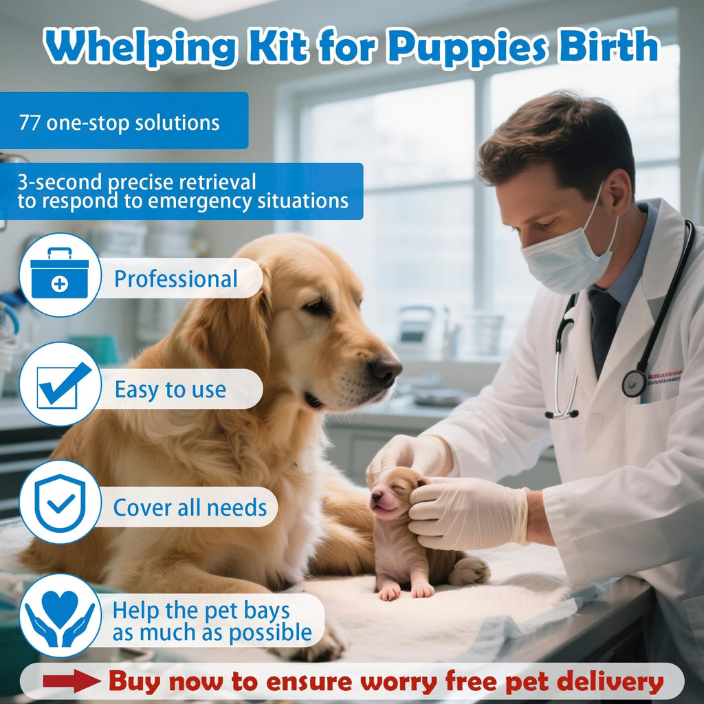 Ywingda Whelping Kit for Puppies Birth - Reusable Birthing with 77Piece,Birthing Essentials with Emergency Whelping Supplies,Kitten Bottle Feeding kit for New Born Puppy Supplies and Kitten