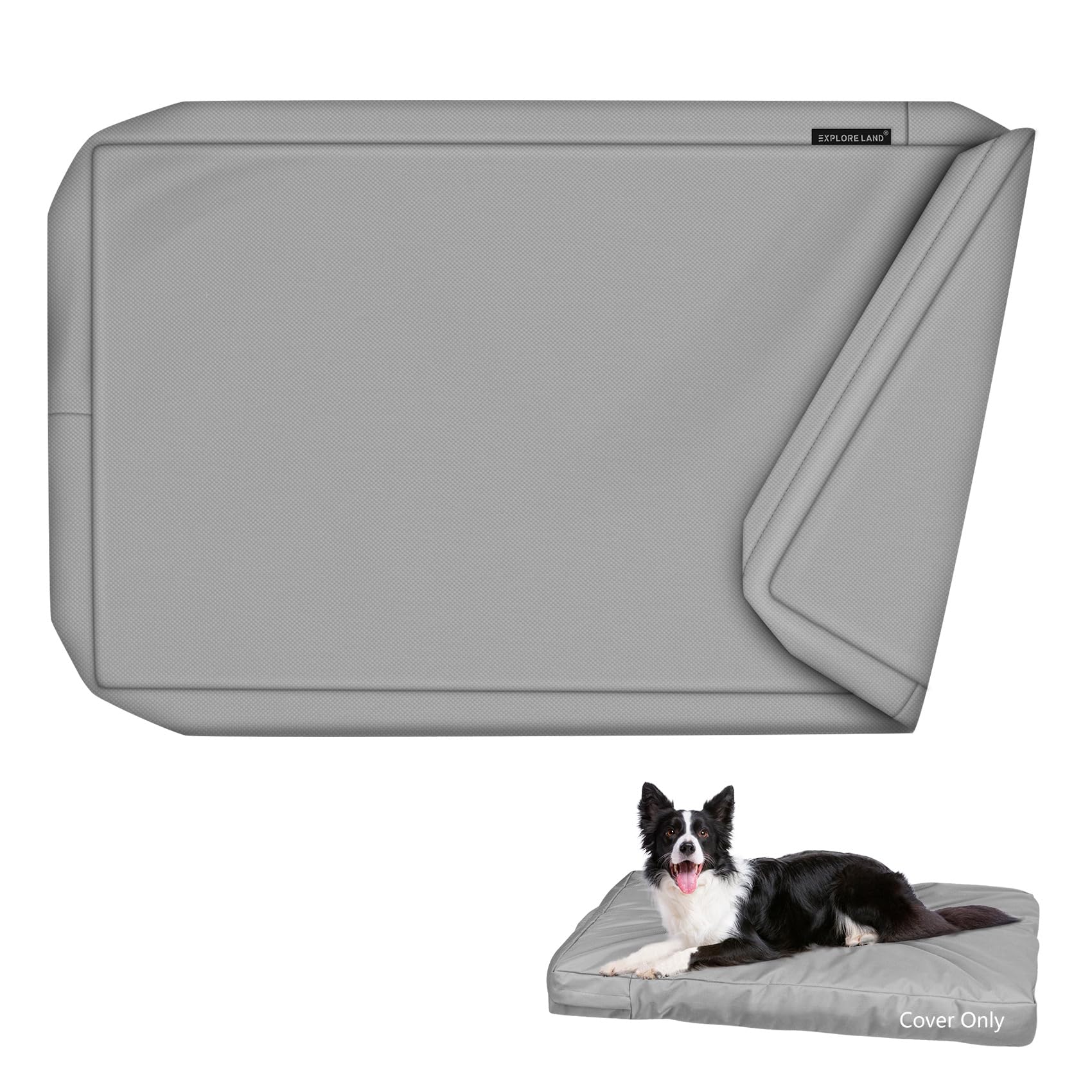 Explore Land Waterproof Dog Bed Cover, 48Lx36Wx4H inch, Gray