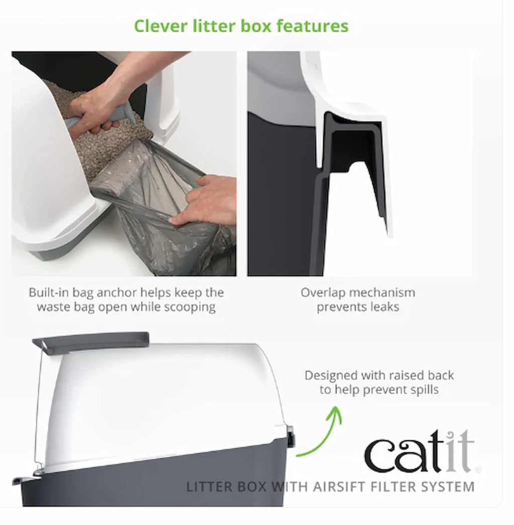 Catit Airsift Jumbo Hooded Litter Pan, Warm Gray/White
