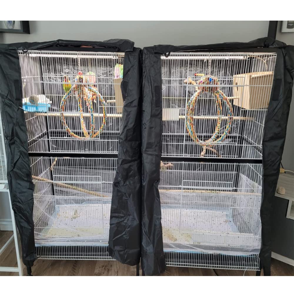 SUNSURE Extra Large Bird Cage Cover Breathable Waterproof Material Universal Black-Out Bird Parrot Cover Good Night Birdcage Cover Sleep Helper for Parrots Parakeets Budgies Macaw (40x27x48in)