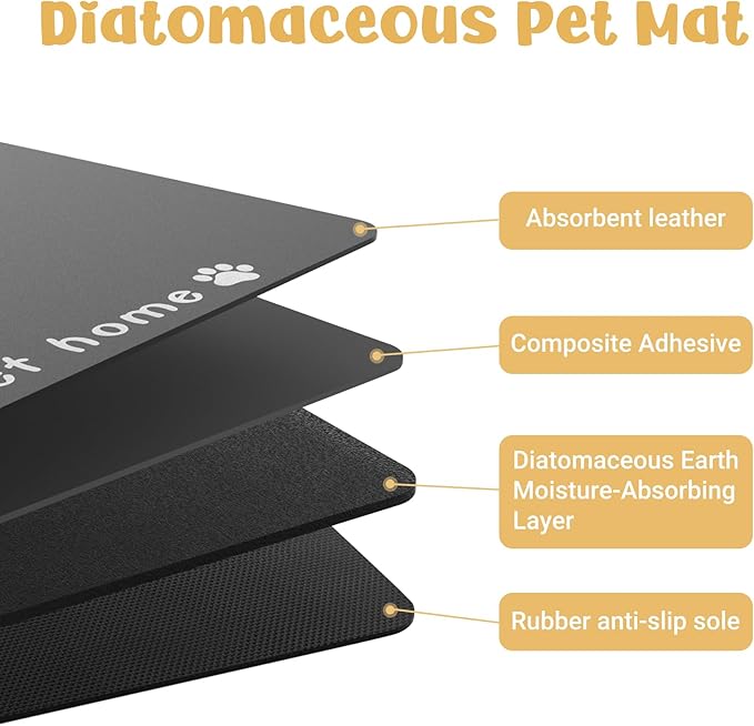 WENBOKMIN Dog Food Mat, Diatom Ooze Cat Water Mats Non Slip for Floors Waterproof and Water Absorption, Easy to Clean-Paw (15.5" H*23.5" L)