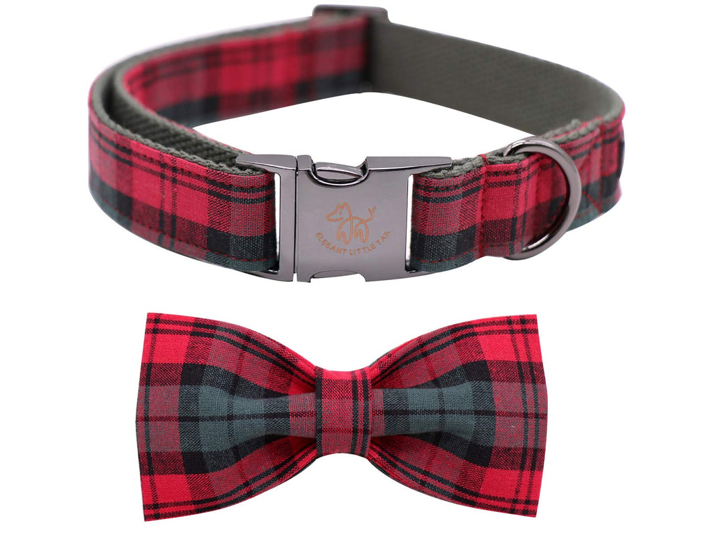 Elegant little tail Dog Collar with Bow, Cotton & Webbing, Bowtie Dog Collar, Adjustable Dog Collars for Small Medium Large Dogs and Cats