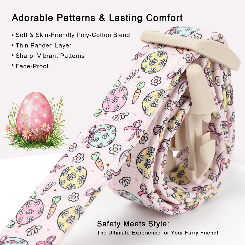 Babole Pet Easter Dog Collar for Small Dogs - Easter Egg Pastel Dog Collars, Cute Girl Dogs Collar, Lightweight Adjustable Pink Spring Holiaday Dog Collars with Quick Release Buckle S