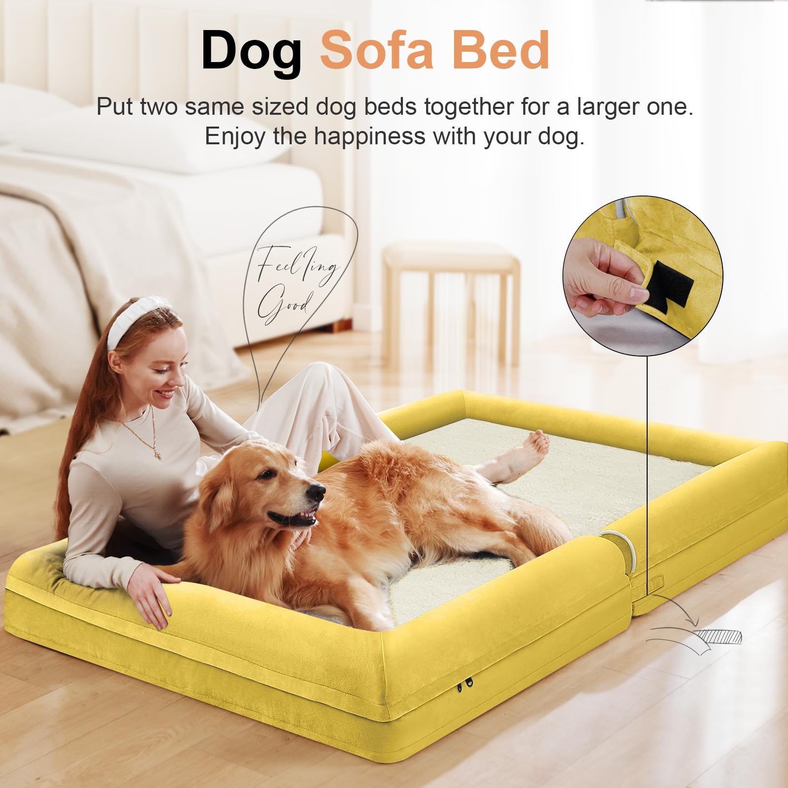 NANUYA Orthopedic Dog Bed for Jumbo Dogs, 53 x 42 Inch, Ginger