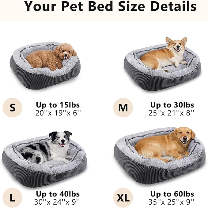 SIWA MARY Large Dog Bed for Large Dogs, Rectangle Dog Bed Large Size Dog, Washable Orthopedic Pet Bed, Durable Calming Puppy Bed with Anti-Slip Bottom(35"x25"x10")