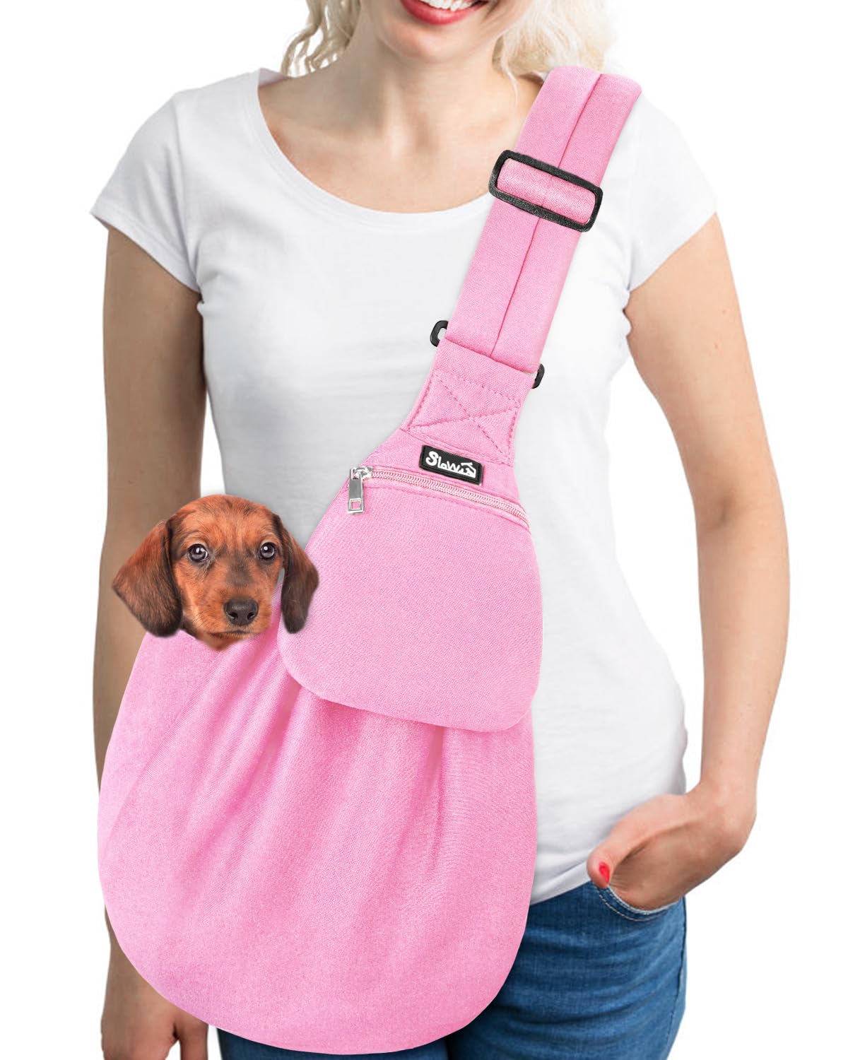 SlowTon Dog Carrier Sling - Thick Padded Shoulder Strap Adjustable, DGY S