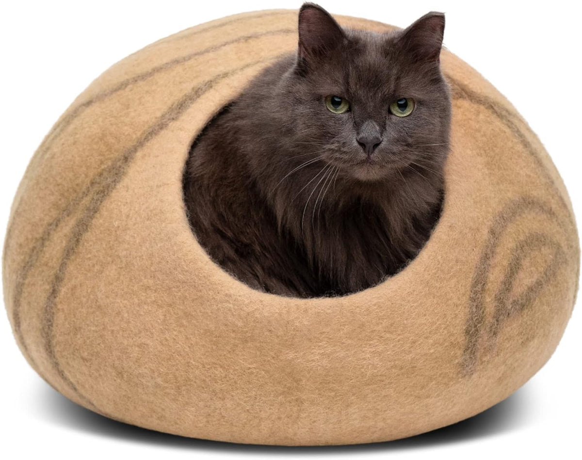 MEOWFIA Cat Cave - Merino Wool Bed for Indoor Cats (Cloud Nap Blue, Large)