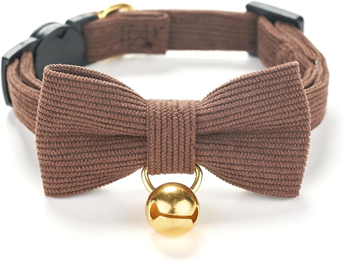 Petiry 2 Pack Cotton Cat Collar, Removable Bowtie, Floral Pattern, Safety Breakaway Clasp, Adjustable for Cats.(Adult Cat