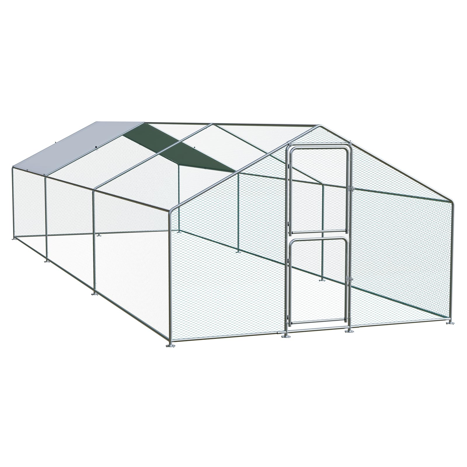 Airynee Large Chicken Coop, Chicken Coops for 30 Chickens, Chicken Runs for Yard with Water Poof & UV Resistance Cover, Spire Roof Chicken Coop Run with Double Lockable Doors for Outdoor Backyard