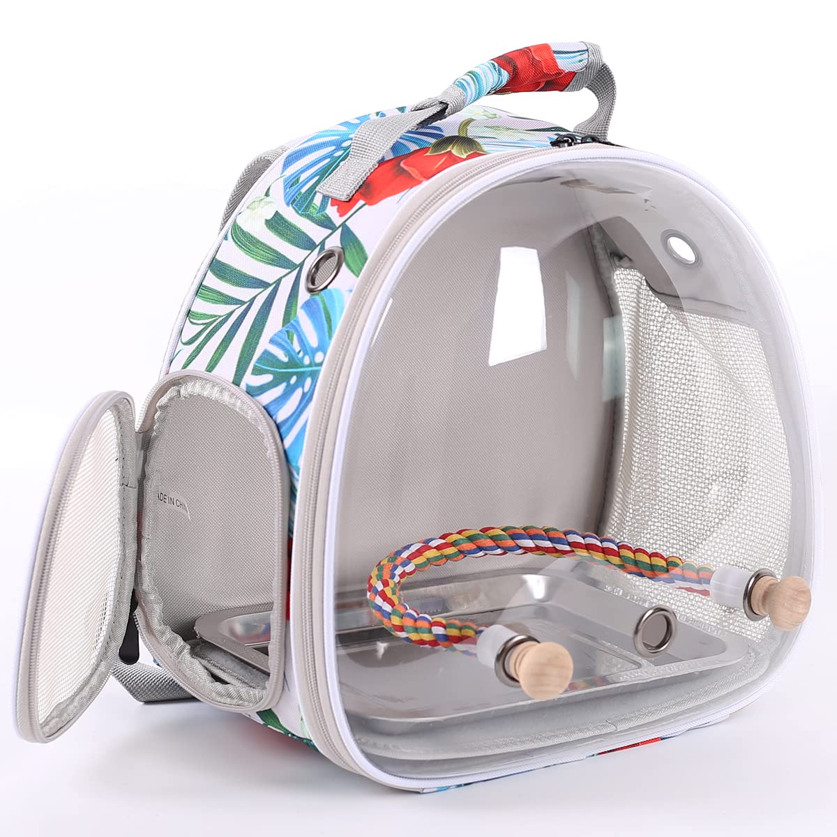 ORIZZP Bird Carrier Backpack with Rope Perch, Portable Bird Travel Carrier Backpack (Multi-Colored, Bird Carrier)