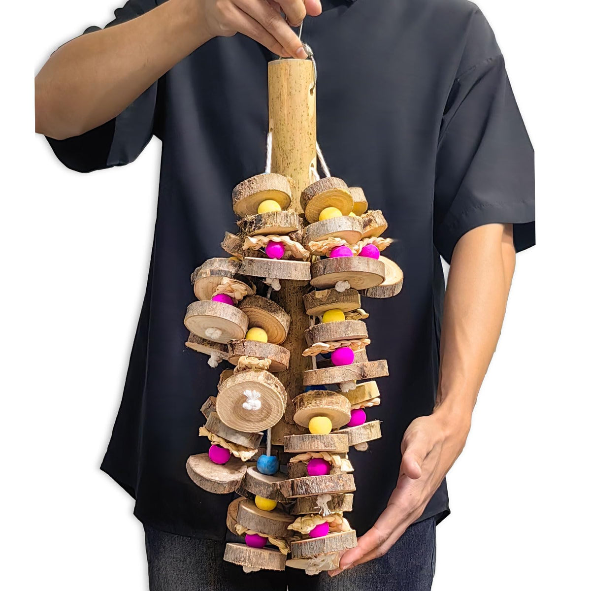 Extra Large Bird Parrot Toys- 19.7 inch Multicolored Natural Wooden Block Parrot Chewing Toy Suggested for Macaws cokatoos, African Grey and a Variety of Parrots. (Large Size)