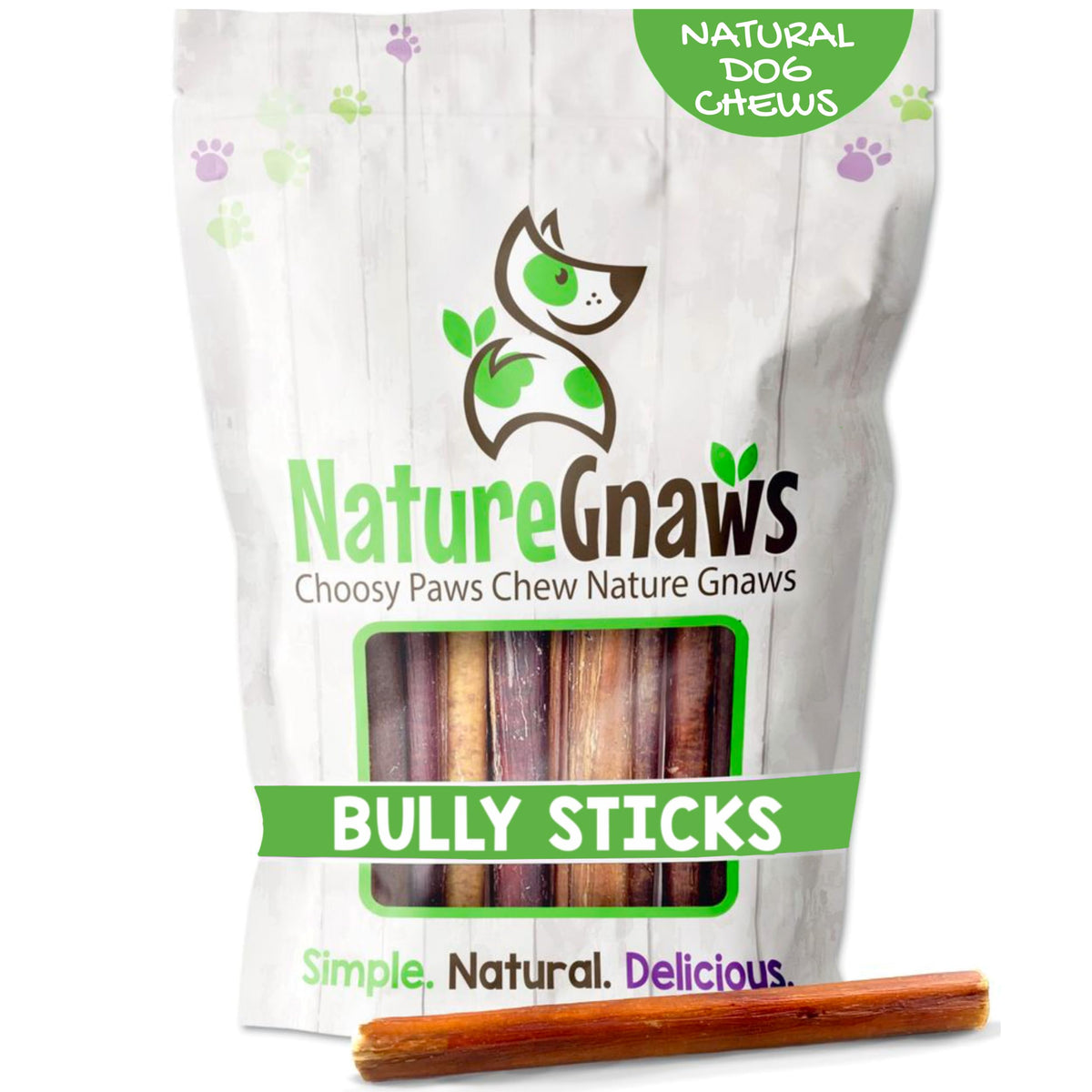 Nature Gnaws USA Steer Sticks for Dogs 5-7" (8oz) - Mixed Thickness - Long Lasting for Aggressive Chewers and Large Dogs - Natural Beef Bully Dog Chew Bones
