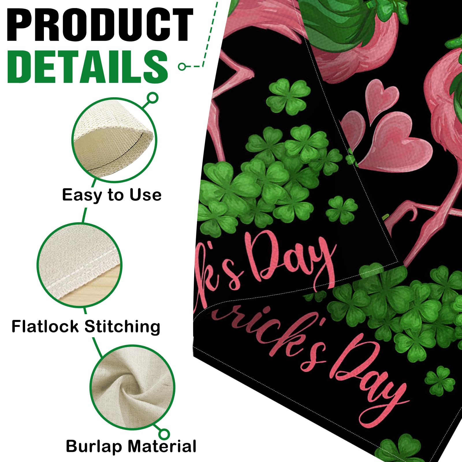 Dyrenson Happy St Patricks Day Flamingo 28 x 40 House Flag Double Sided