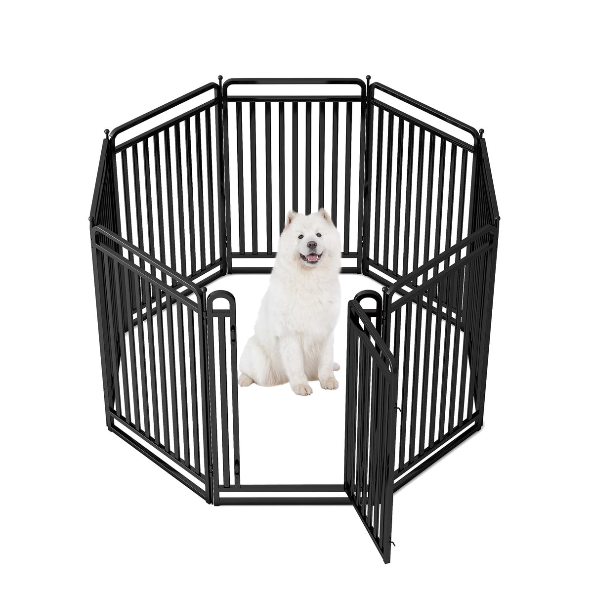New Thickened Version Dog Playpen, 32 Inch Dog Fences for The Yard, Portable Outdoor Dog Playpen for Large/Medium/Small Dogs, Foldable Metal Dog playpen, with Doors (8 Panels, 32 Inch)
