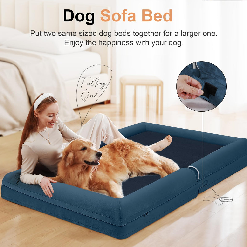 NANUYA Orthopedic Dog Bed for Jumbo Dogs, 53 x 42 Inch, Navy