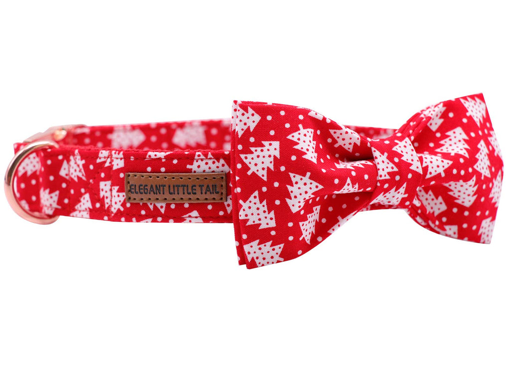 Elegant little tail Dog Collar with Bow, Cotton & Webbing, Bowtie Dog Collar, Adjustable Dog Collars for Small Medium Large Dogs and Cats