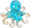 RJINGSHI Octopus Decor Aquarium Turquoise Decorative Resin Glass with Natural Crystal Stone Marine Animals Fish Tank Ornaments Statue Healing Home Decor Ladies Gift 3.93"