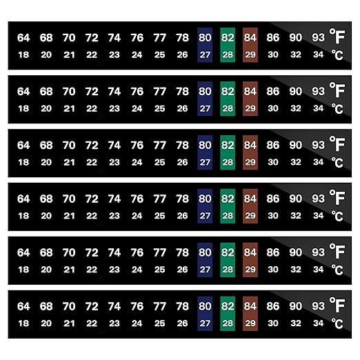 AQUANEAT 6 PCS Aquarium Thermometer Strips, Fish Tank Thermometer Sticker, Terrarium Water Temperature Test (5.13" x 0.71")