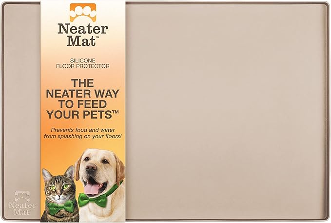 Neater Pet Brands Neater Mat Pet Mats for Food and Water, Cat & Dog Bowl Mat Waterproof Silicone, Feeding Tray, Dog Food Mats for Floors, Placemat w/Raised Edge for Under Bowls, 24" x 16"